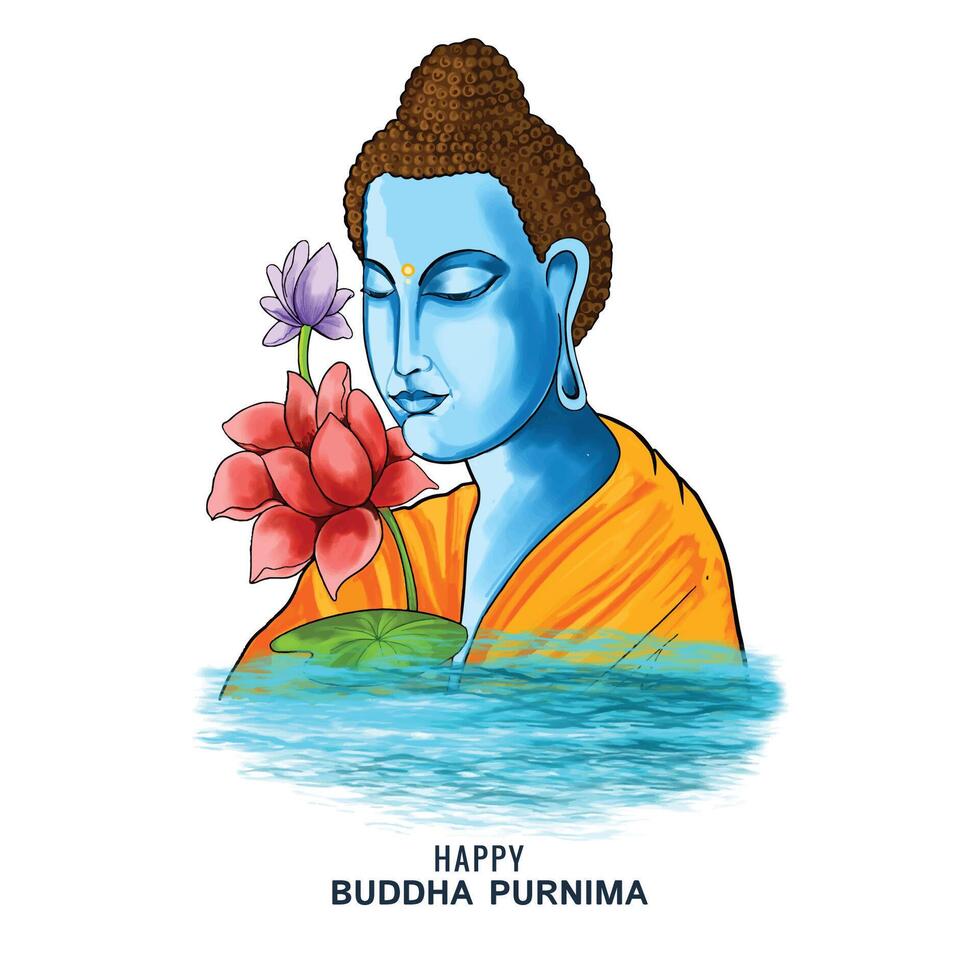 Beautiful buddha purnima celebration card background vector