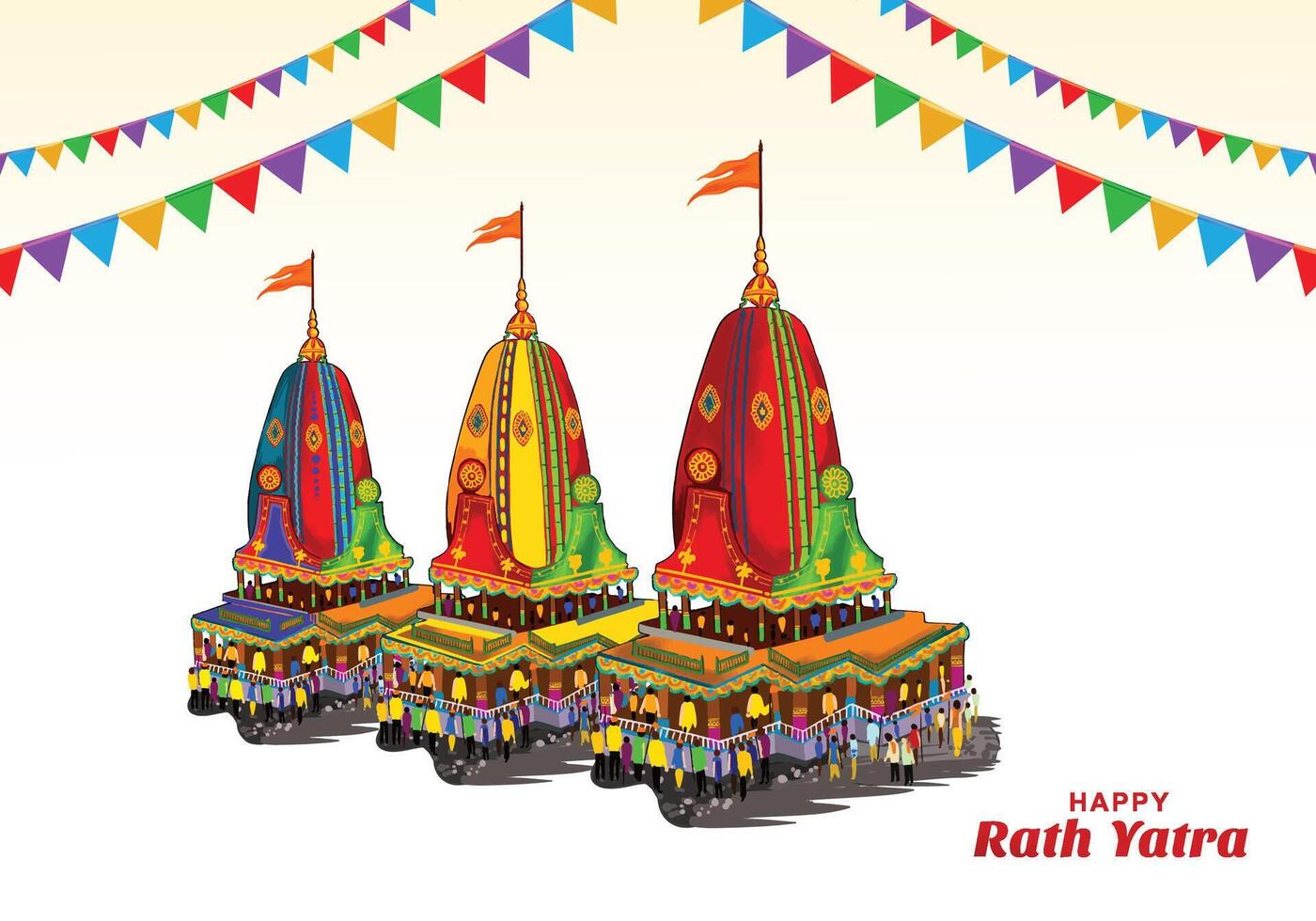 Illustration of lord jagannath rath yatra festival celebration background vector