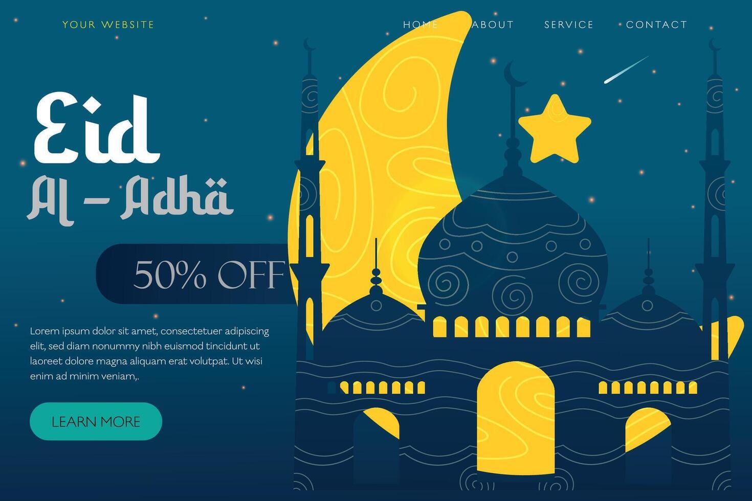 Eid Al-Adha eid mubarak day illustration post template vector