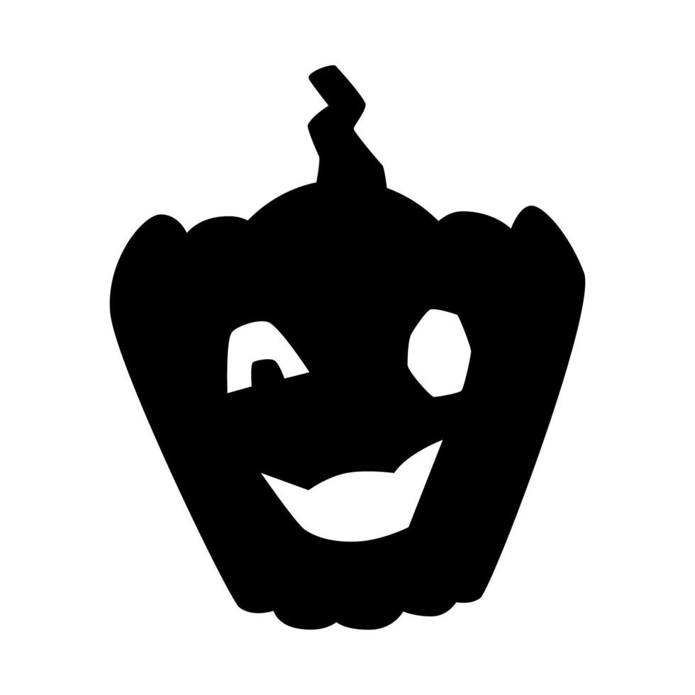 Halloween pumpkin with carved face black silhouette cartoon illustration isolated on white. vector