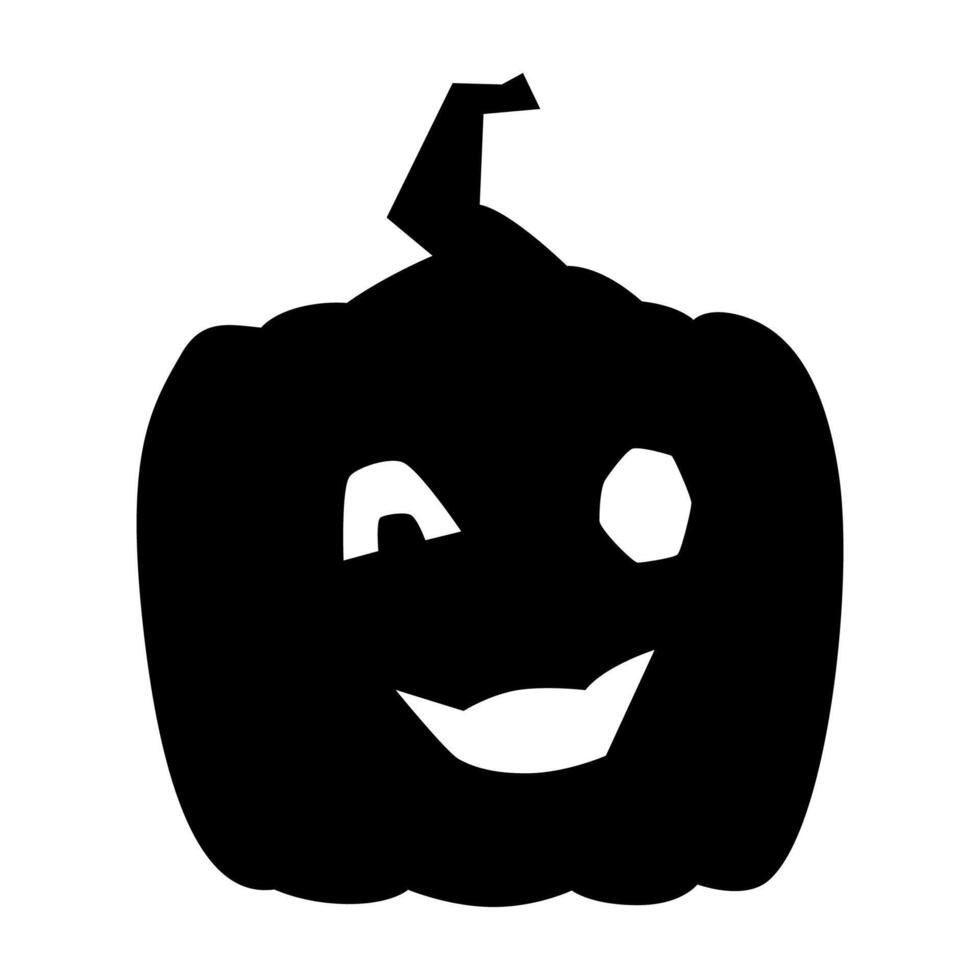 Halloween pumpkin with carved face black silhouette cartoon illustration isolated on white. vector