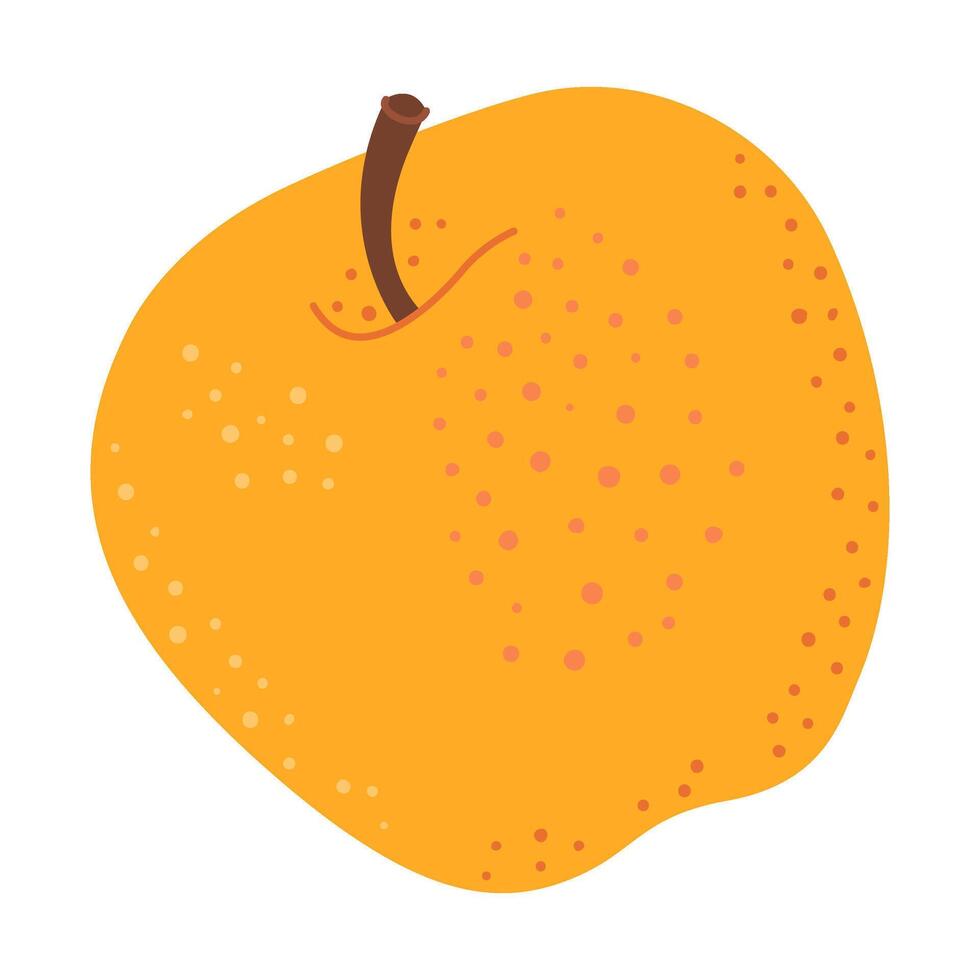 Yellow juicy ripe apple. Hand drawn fresh apple trendy flat style isolated on transparent background. Apple harvest. Healthy vegetarian snack, cut apple for design, infographic illustration vector
