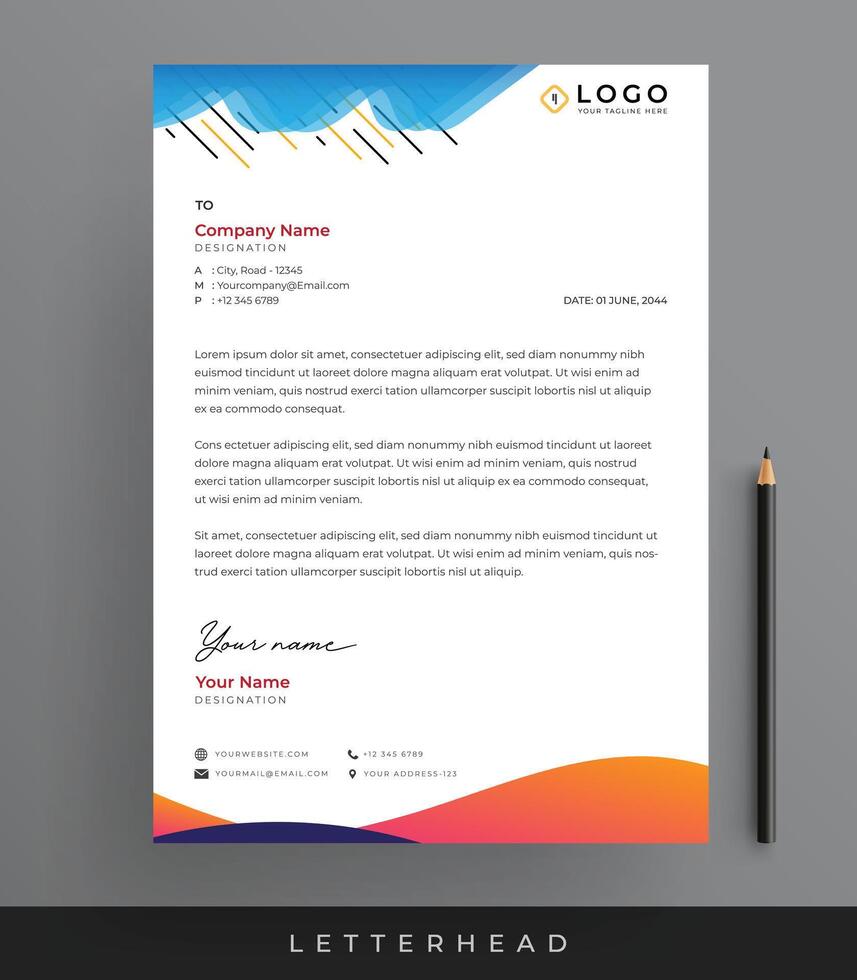 Corporate Business Letterhead Design Rainy Minimalist Letterhead Template vector