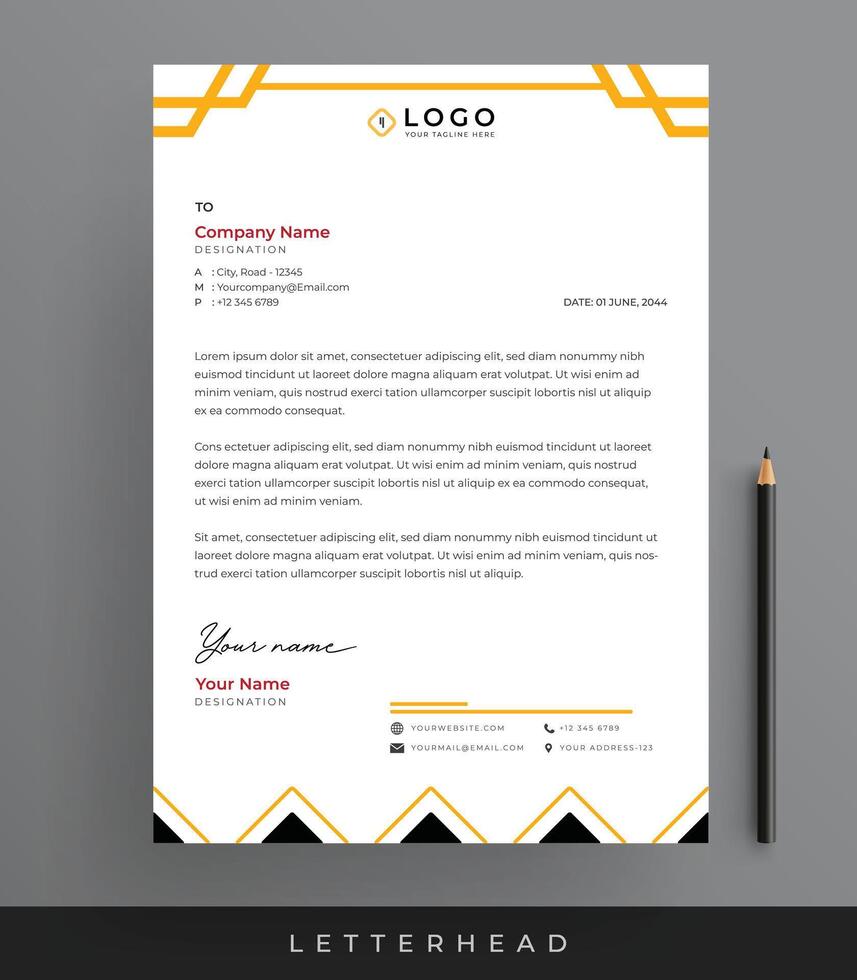 Modern Creative and Clean Corporate Business Letterhead Design, Minimalist Letterhead Template vector
