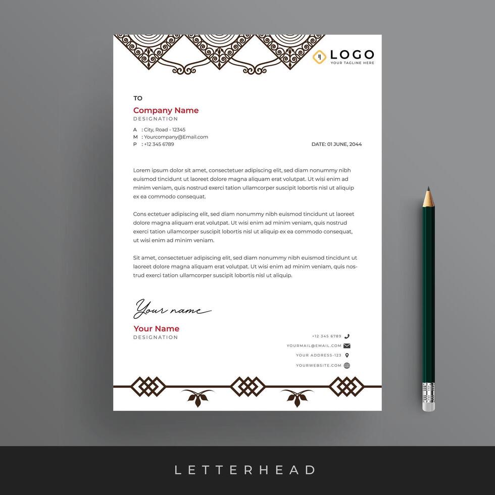 Vintage Corporate Business Letterhead Design Minimal Letter Head Template vector
