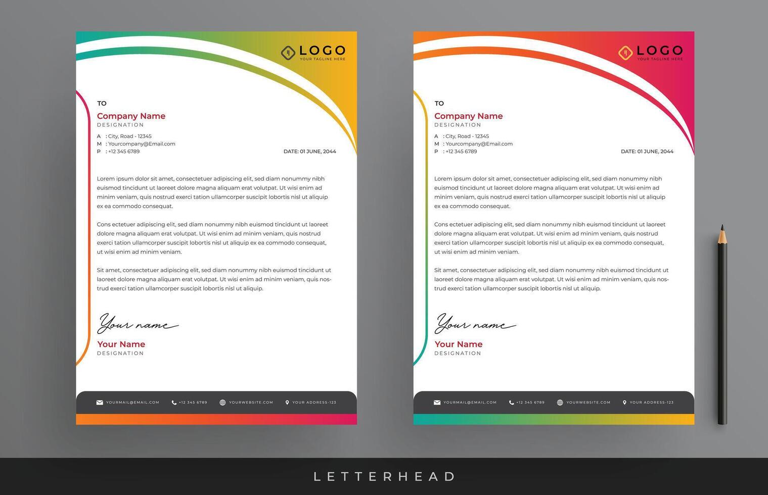 Modern Creative and Clean Corporate Business Letterhead Design, Gradient Minimalist Letterhead Template vector