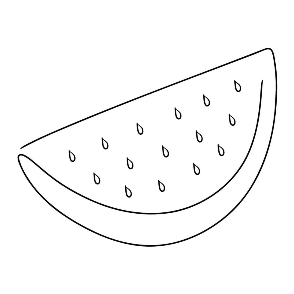 Continuous one line drawing of Watermelon slice fruit. Doodle illustration vector