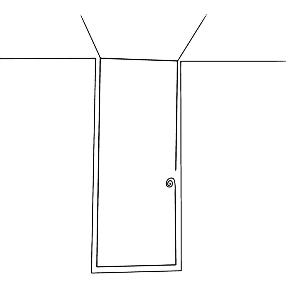 Continuous one line drawing of house door close. Doodle illustration vector