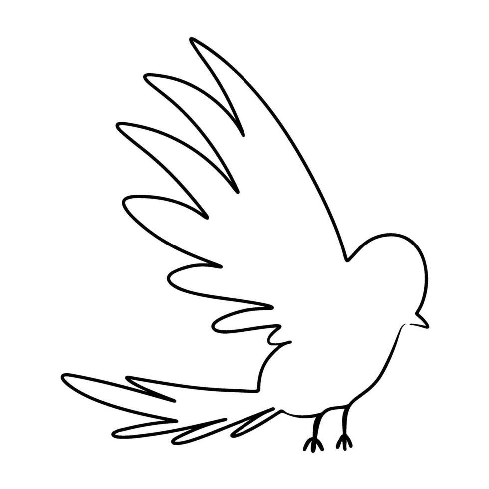 Continuous one line drawing of bird. Doodle illustration vector