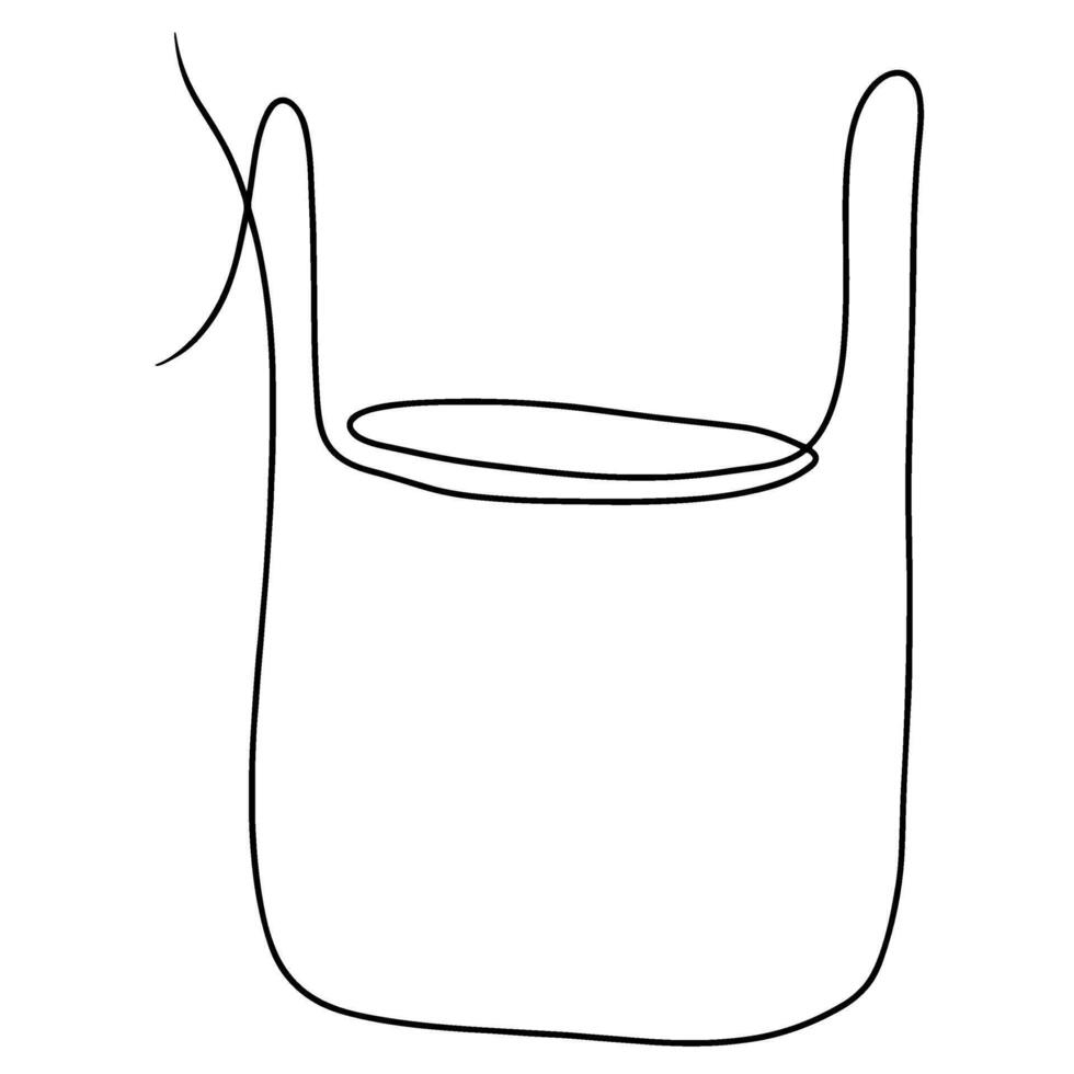 Continuous one line drawing of Plastic bag. Doodle illustration vector