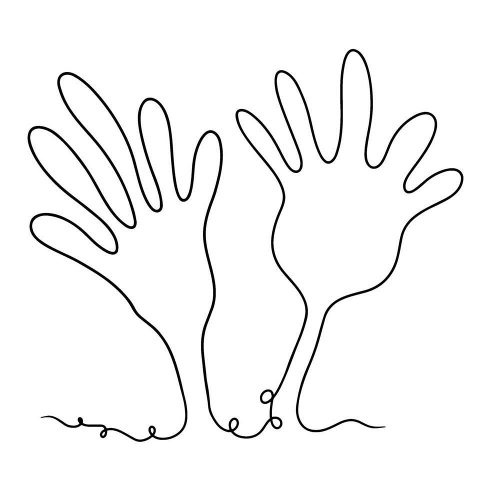 Continuous one line drawing of Two hand. Doodle illustration vector