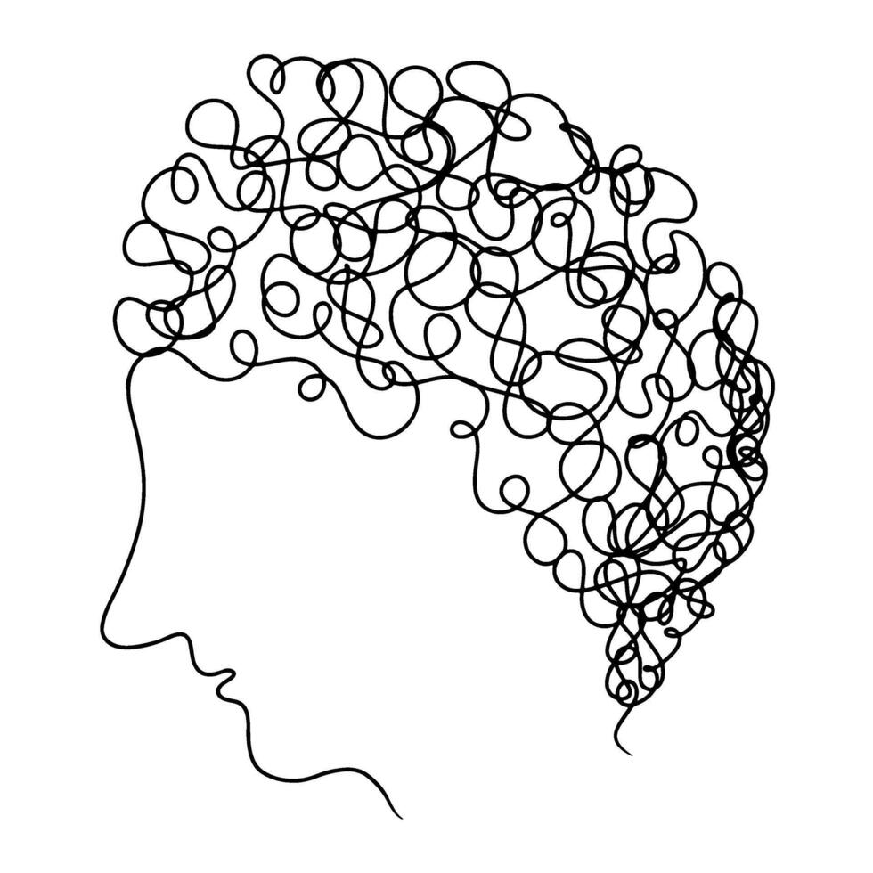 Continuous one line drawing of Afro woman head. Doodle illustration vector