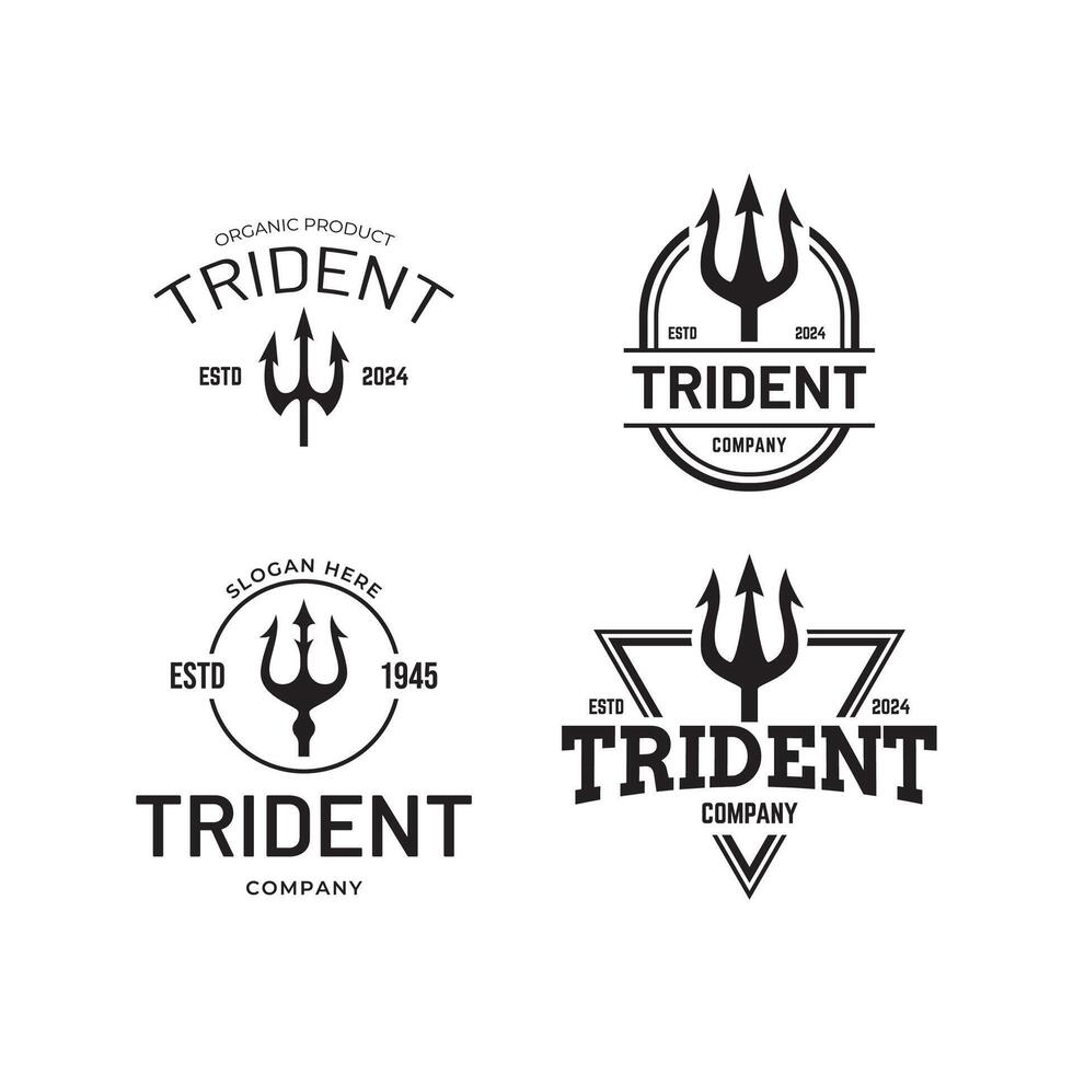 Set of Trident logo design concept isolated on white background vector