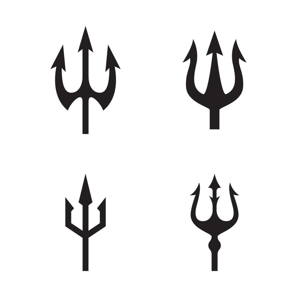 Set of Trident icon illustration isolated on white background. vector