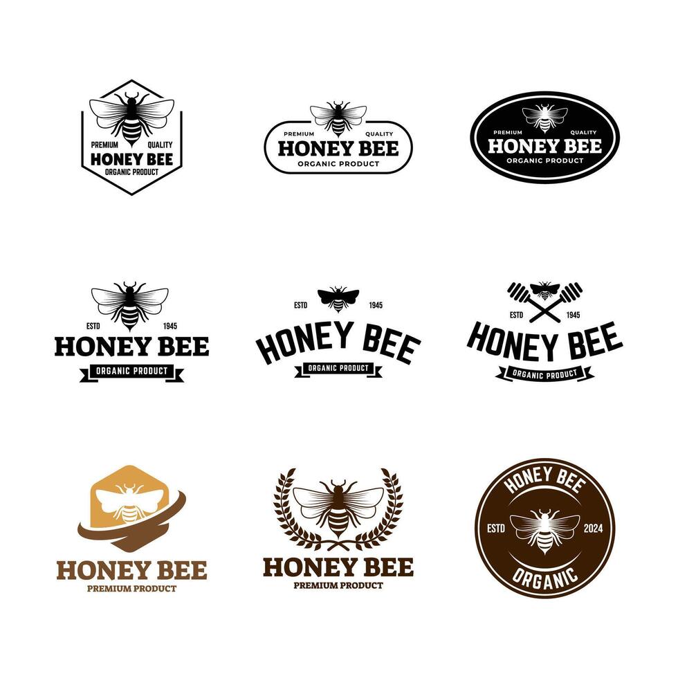Set of Honey logo design template illustration graphic vector