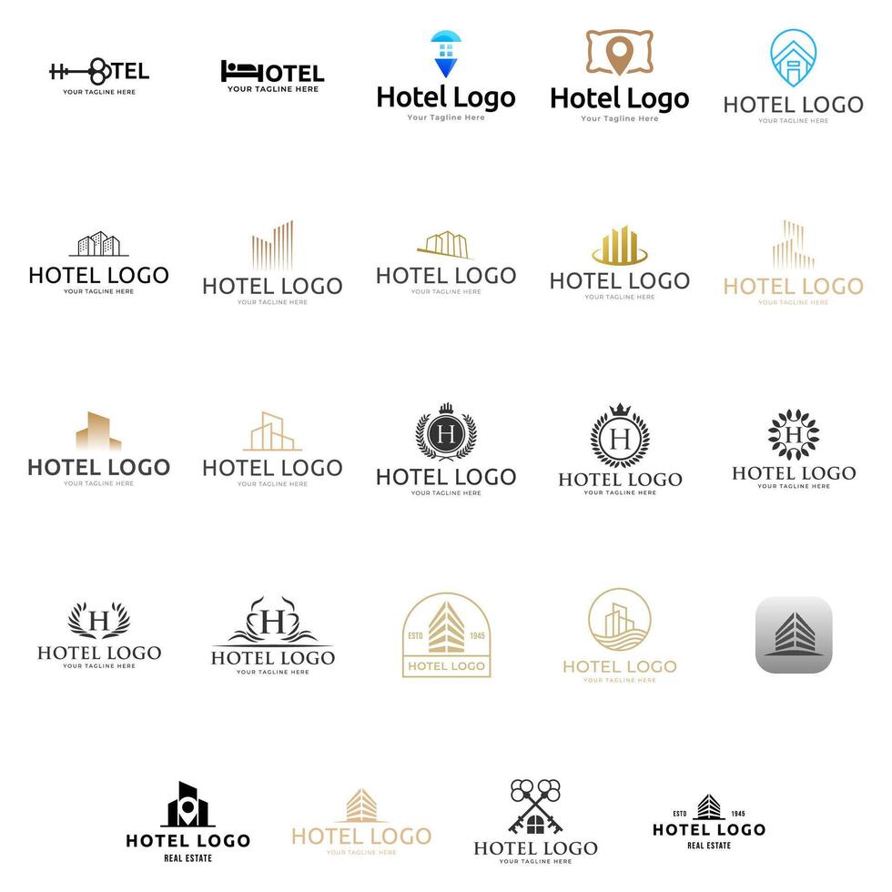 Hotel building set collection vector