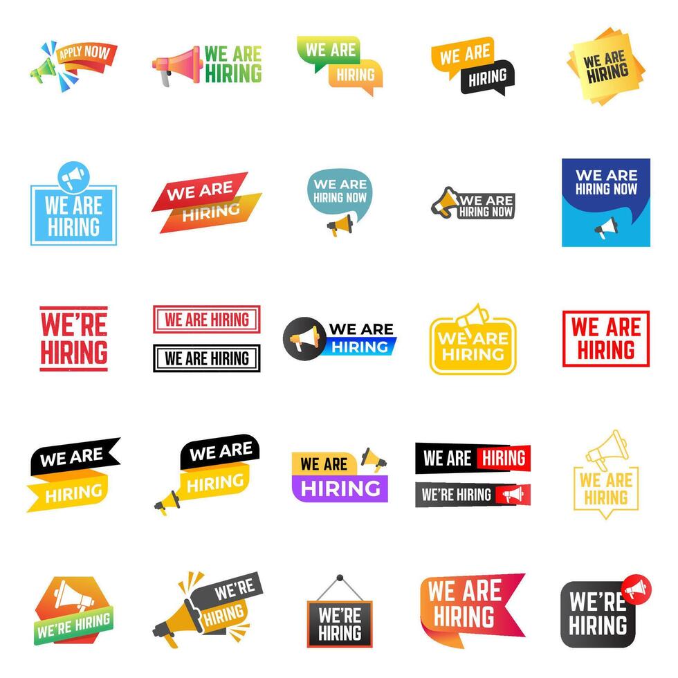 We are hiring banner set collection vector