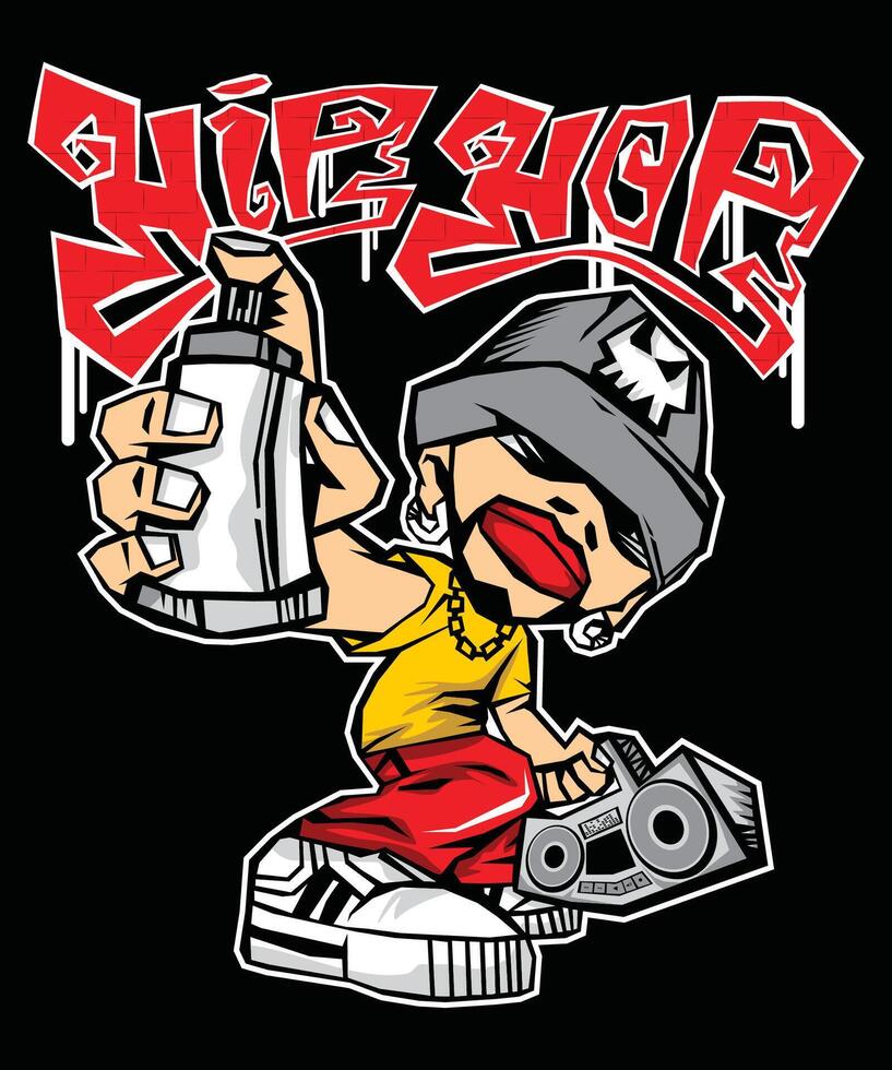 Hip Hop Vintage Parody Cartoon Illustration vector