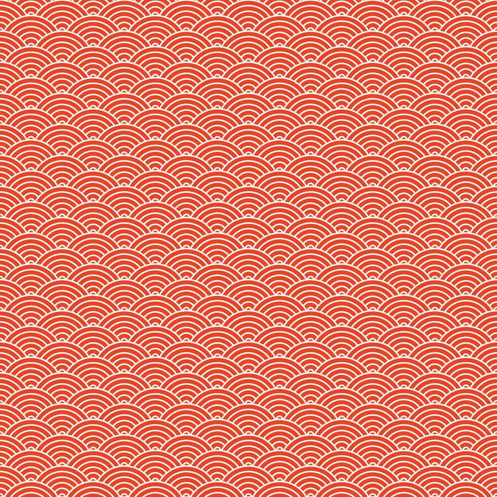 Orange seamless geometric japanese waves pattern Seigaiha-mon vector