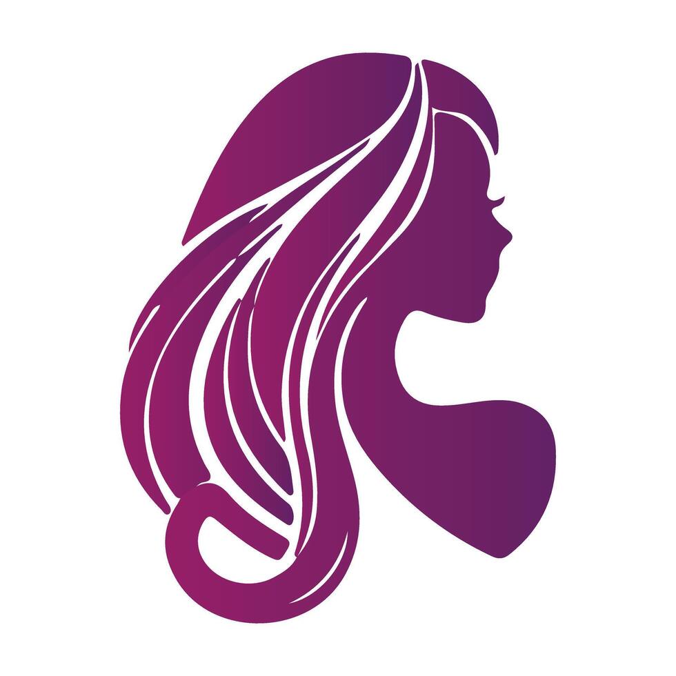 Set of luxury beauty woman hair style black logo design silhouette with white background vector