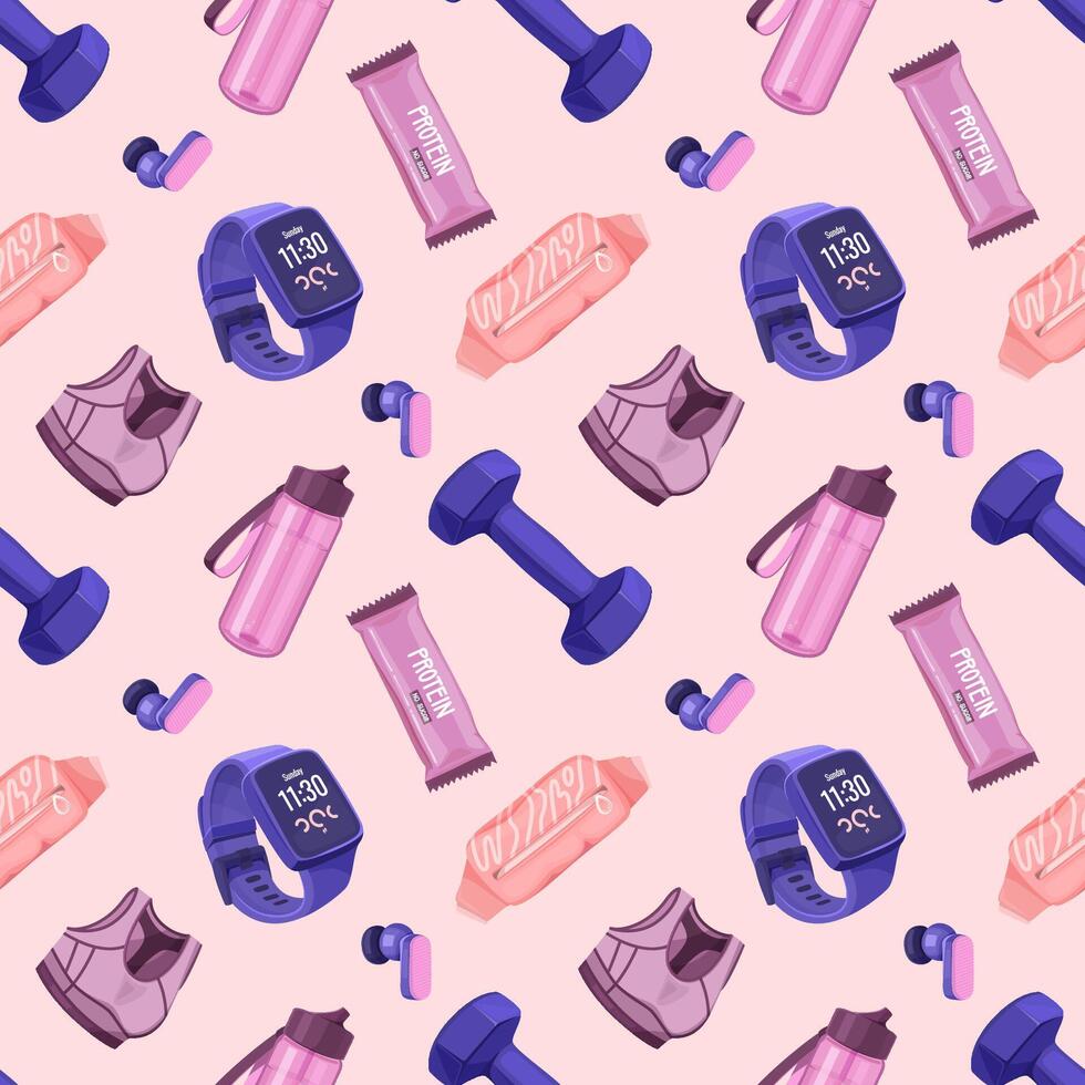 Fitness Gear and Accessories Pattern Design vector