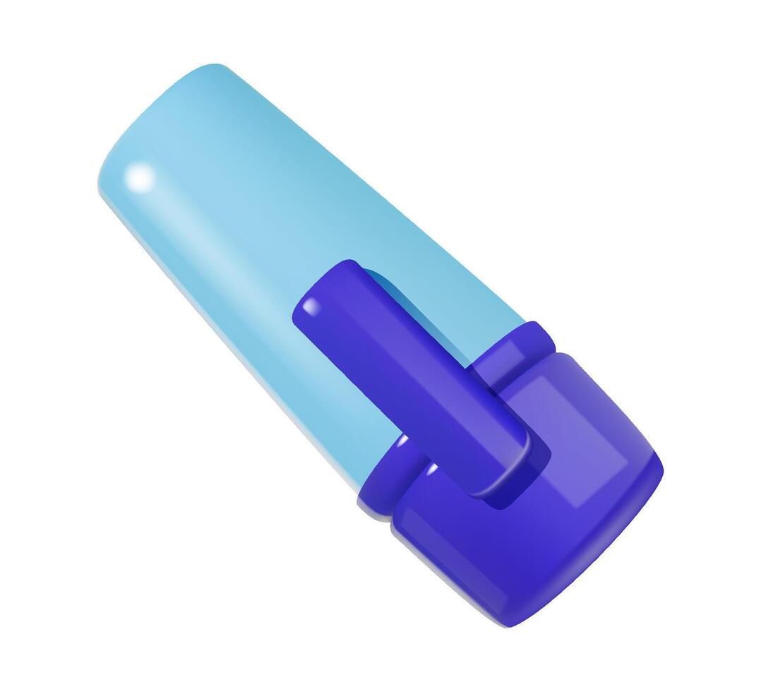 3D Blue Highlighter Marker. vector