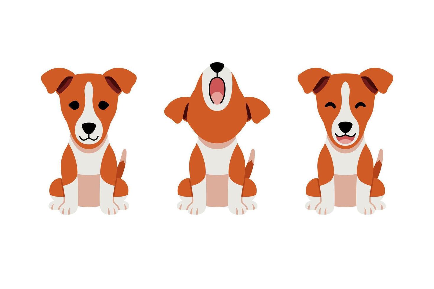 Set of cartoon character cute basenji dog vector