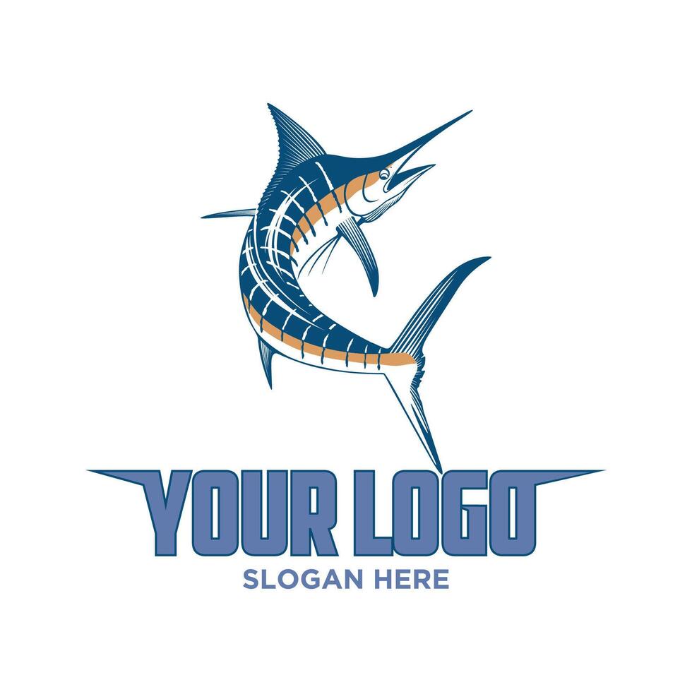 jumping marlin fish logo tamplate vector