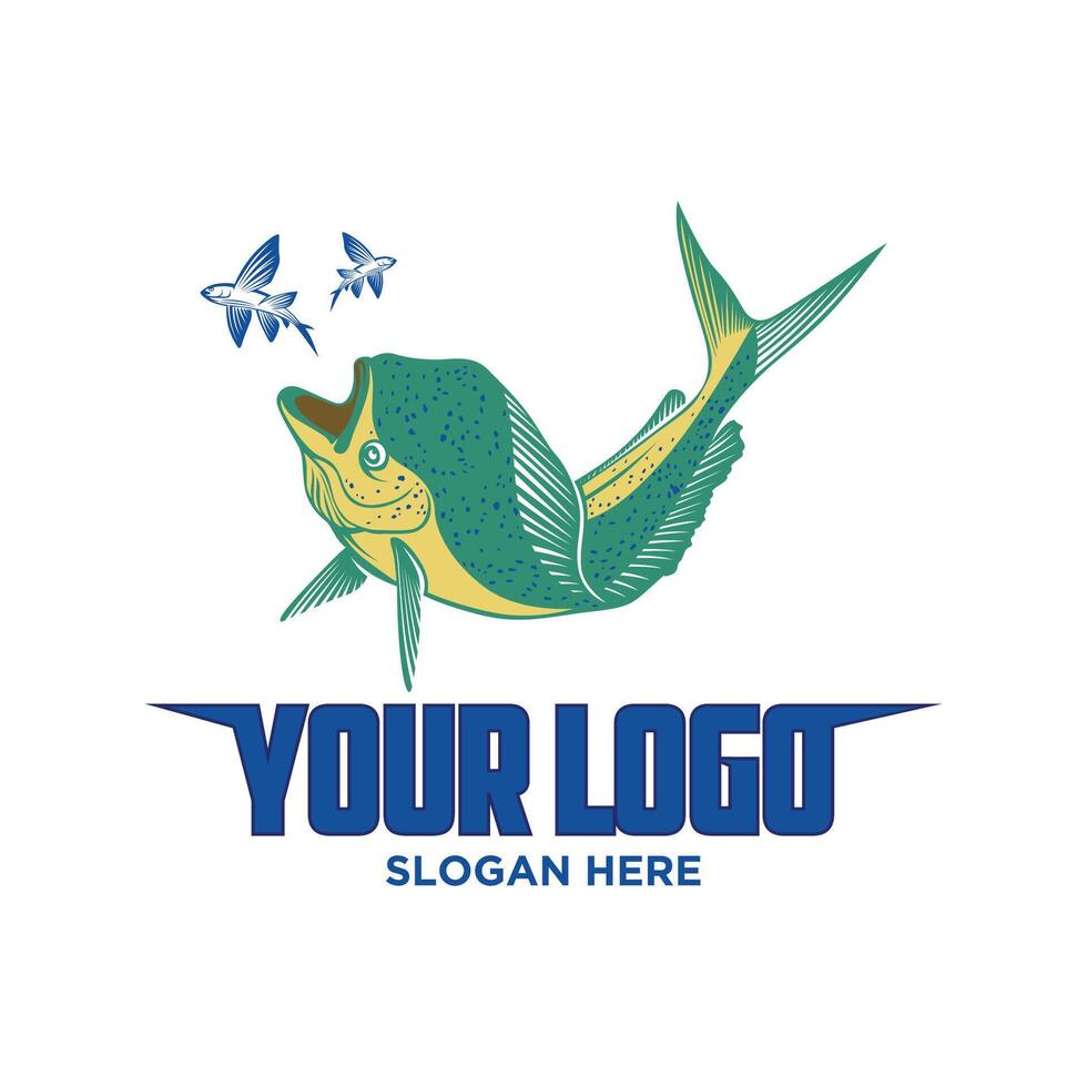jumping mahi mahi fish logo tamplate vector