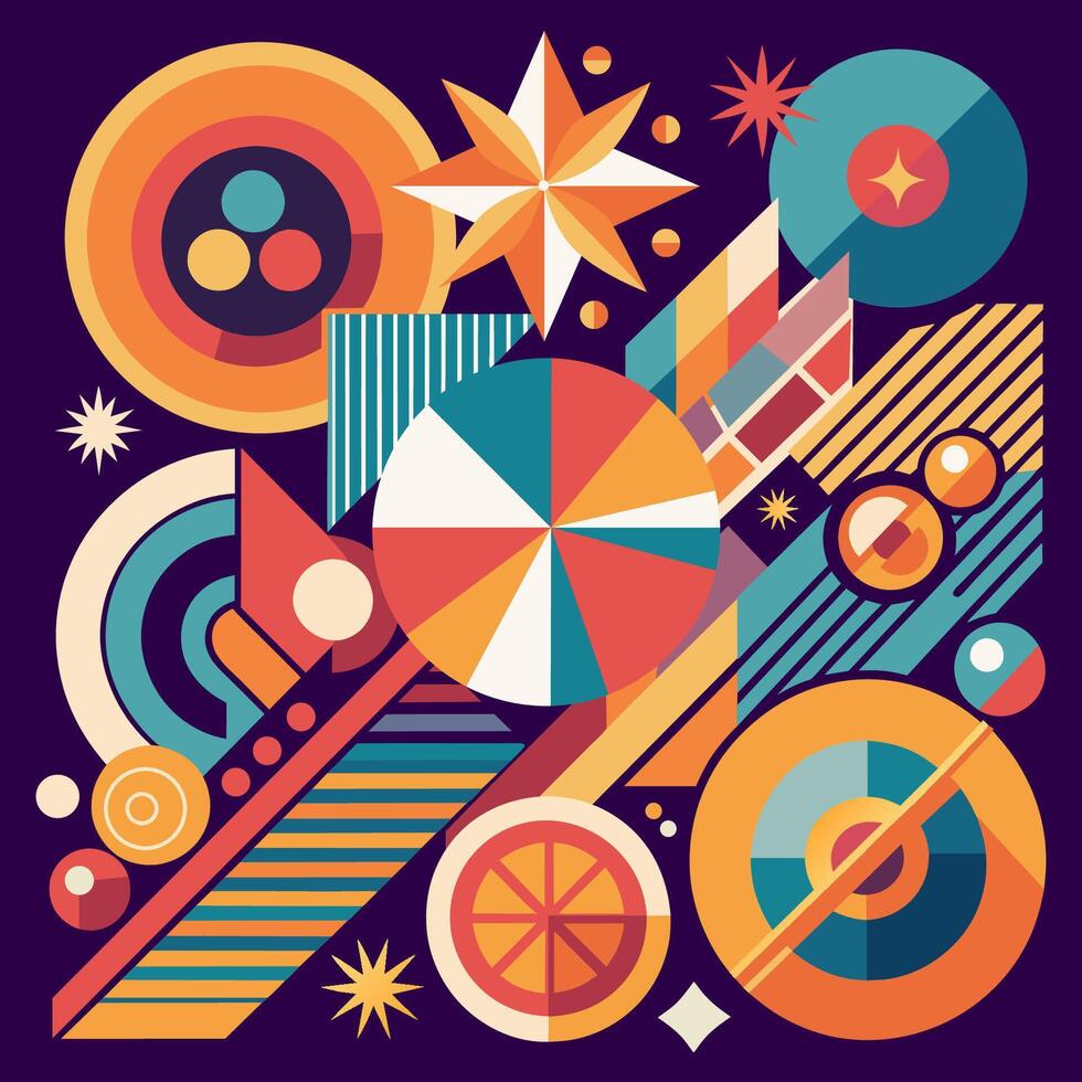 Abstract art geometric pattern background in vintage style. Retro geometric background for print, poster, banner, design decoration, wallpaper. Abstract design with geometry shapes illustration vector