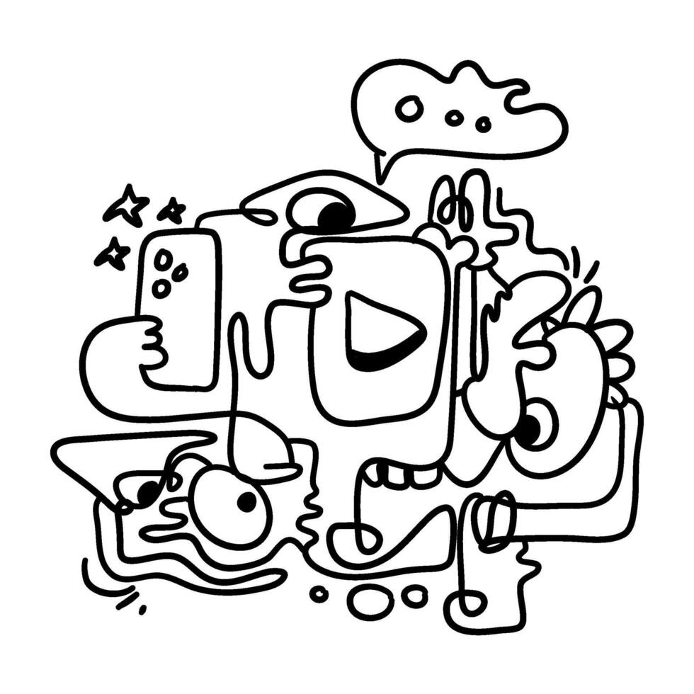 Hand drawn Social Media Illustration Abstract Doodle vector