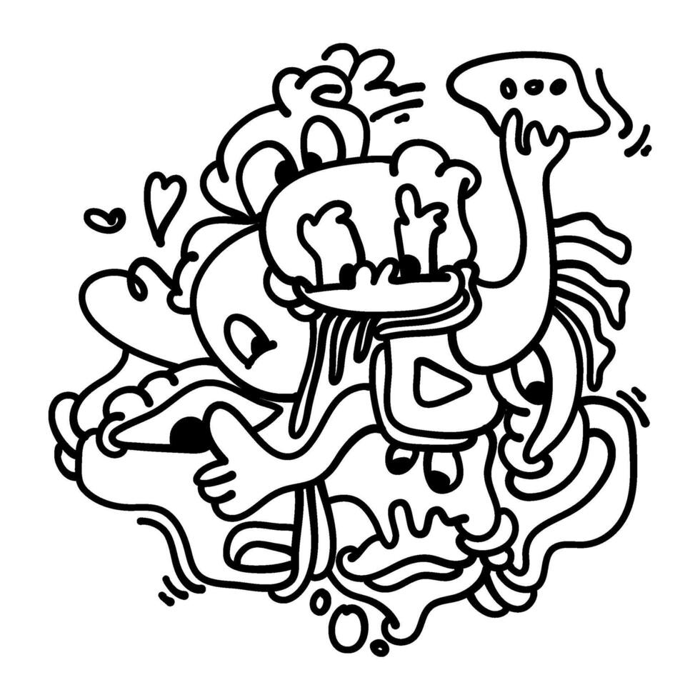 Hand drawn Social Media Illustration Abstract Doodle vector