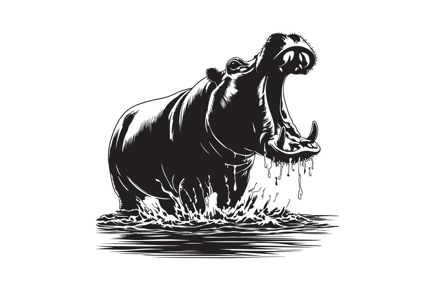 A hippopotamus artwork. vector