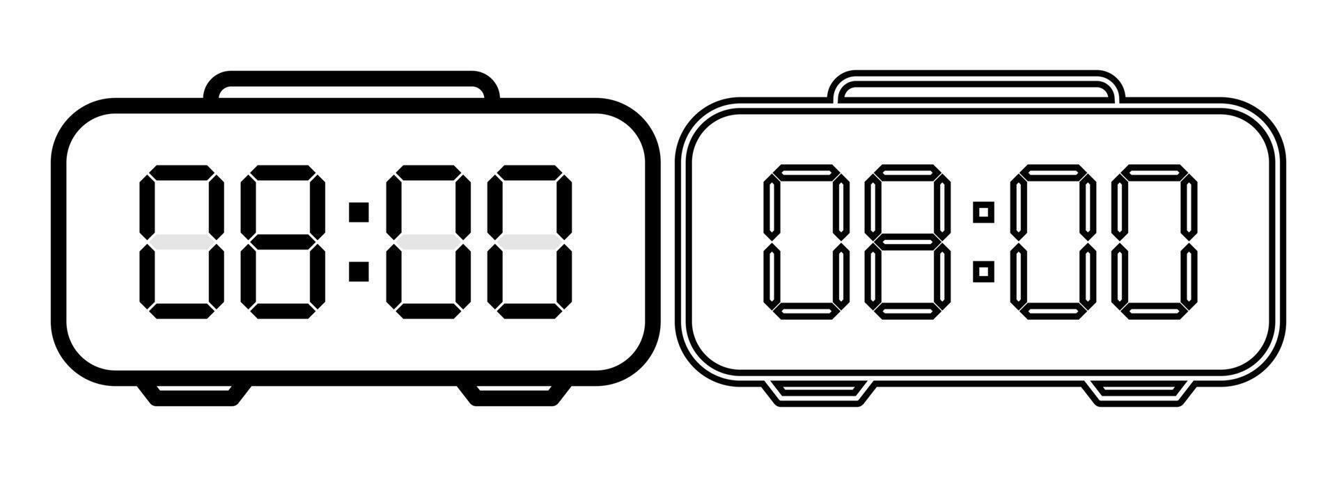 outline silhouette digital clock icon set vector