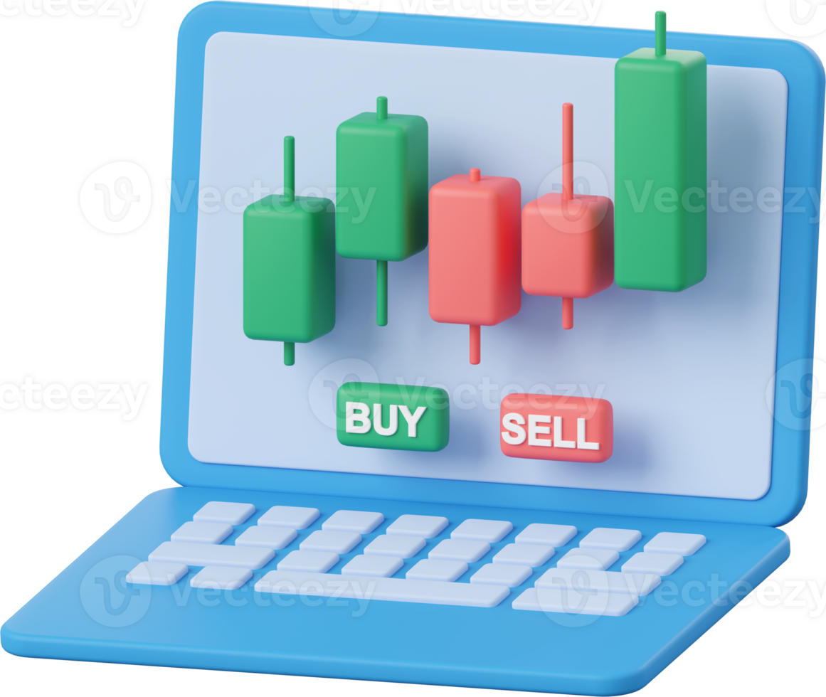 Trading on website, 3d illustration of Investment concept png