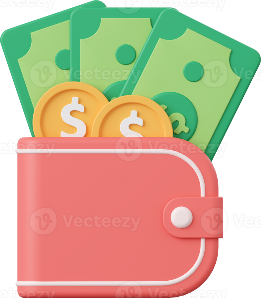 Money wallet, 3d illustration of Investment concept png