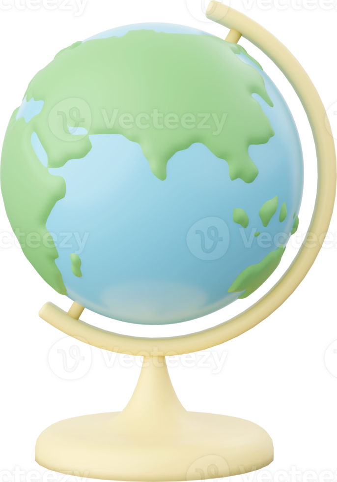 Globe, 3d illustration of travel equipments png