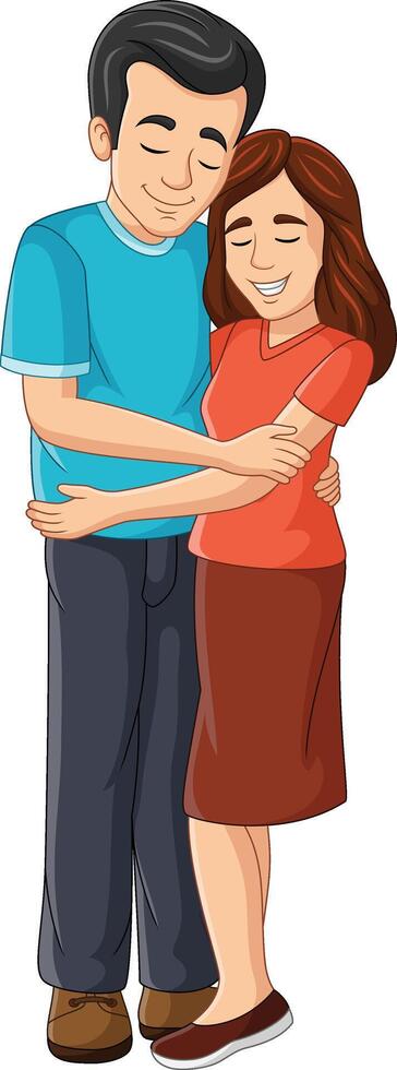 Cartoon young man embracing woman in a loving hug vector