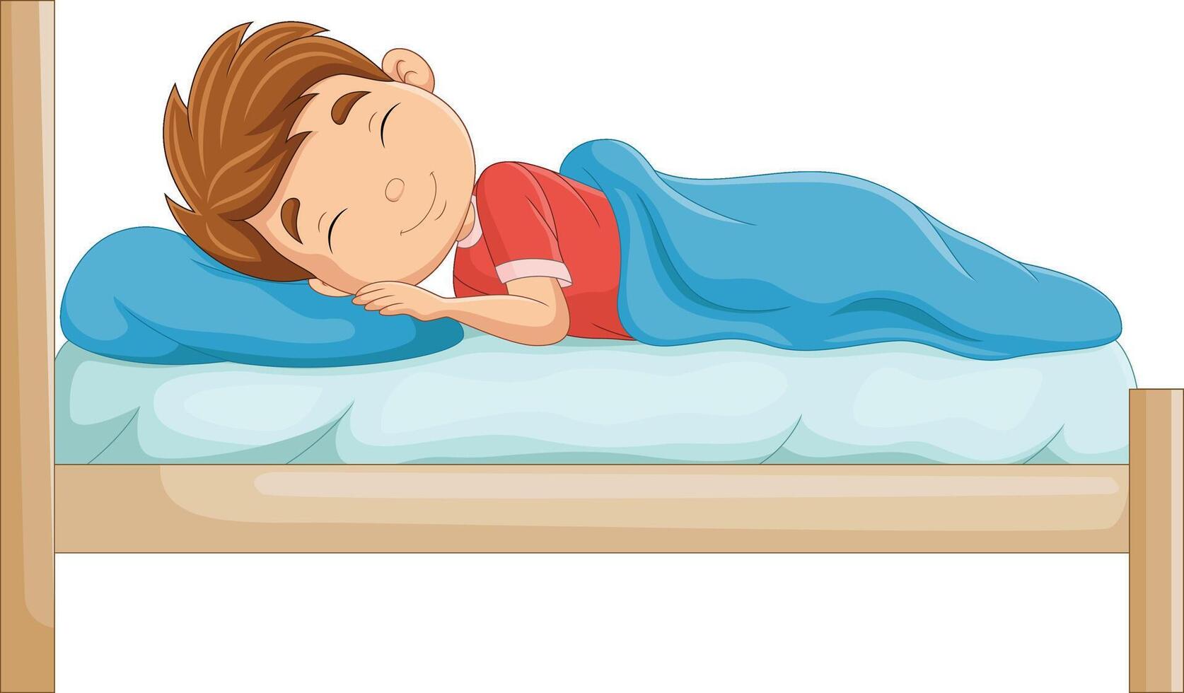 Cartoon little boy sleeping in the bed vector