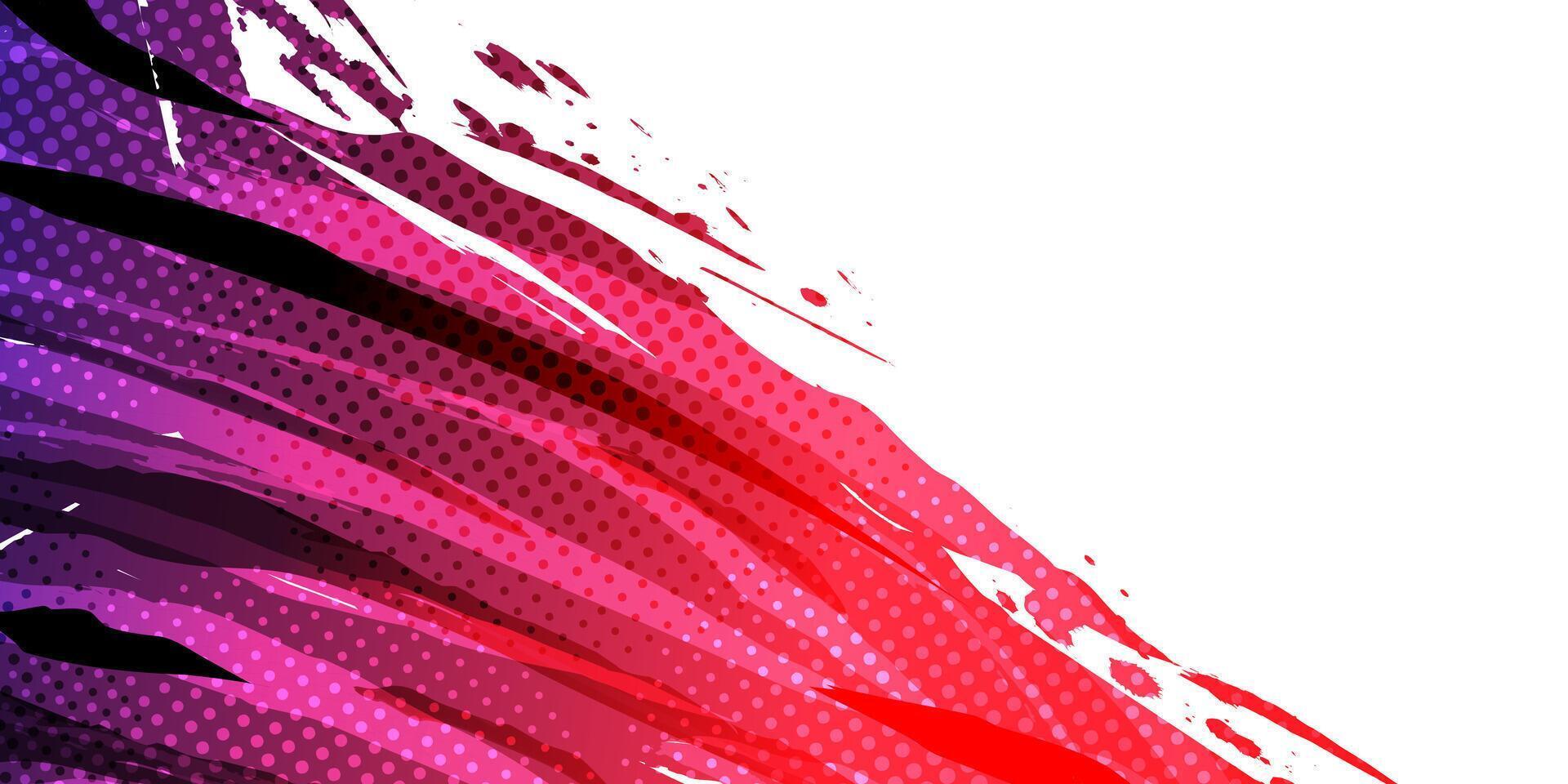 Abstract Sport Background with Blue and Red Gradient Brush. Grunge Brushstroke Element with Halftone Effect for Poster or Banner Design vector