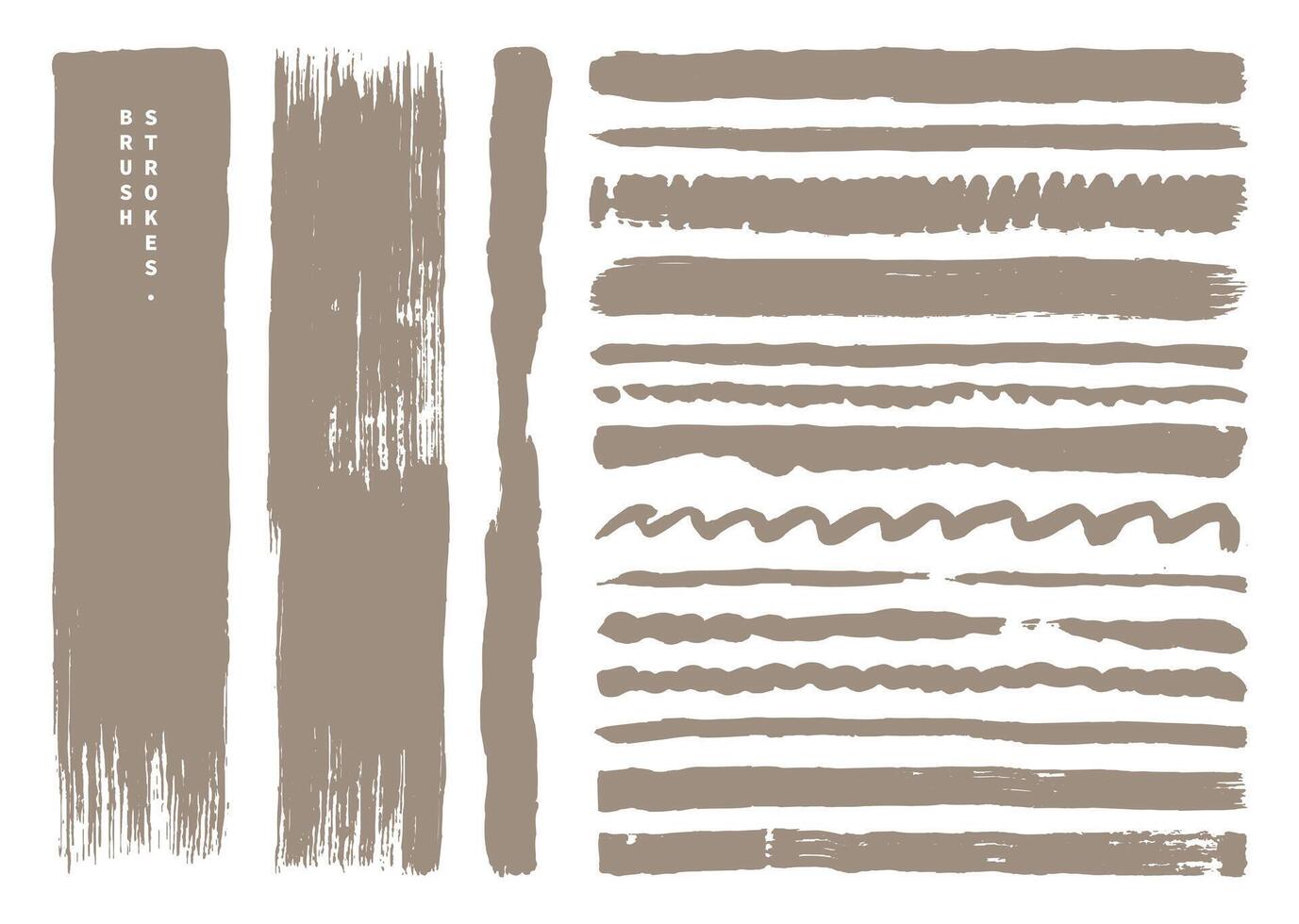 Grunge paint brushes design set. Rough textured brush strokes element bundle. Painting graphic element pack. vector
