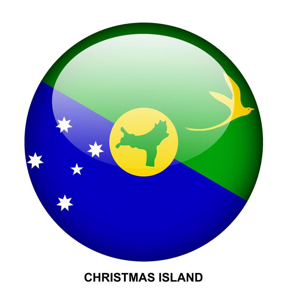 CHRISTMAS ISLAND flag button on white background vector
