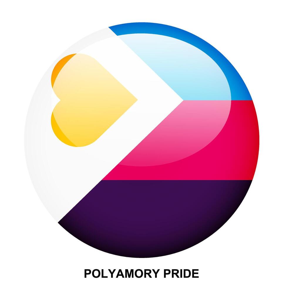 POLYAMORY PRIDE flag button on white background vector