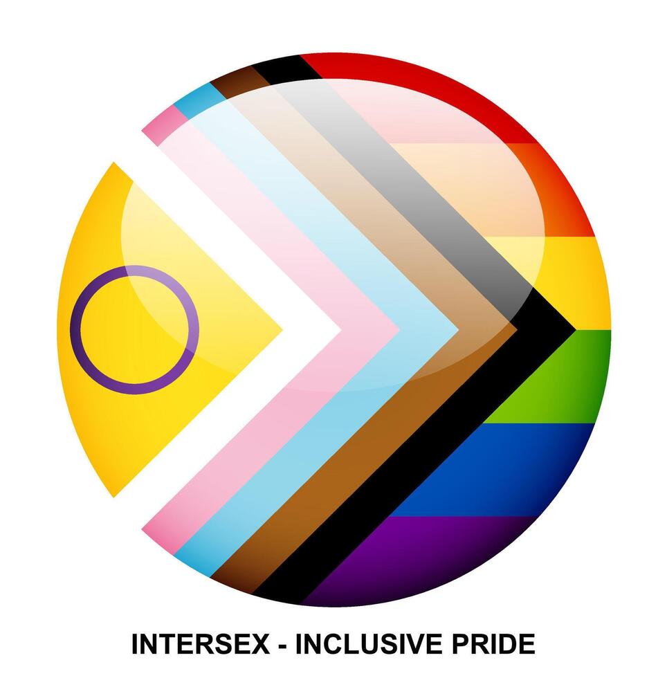 INTERSEX - INCLUSIVE PRIDE flag button on white background vector