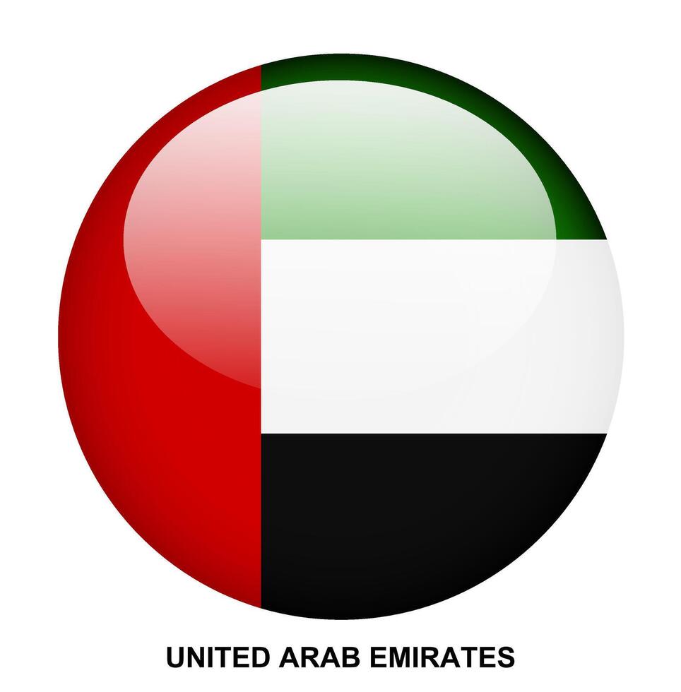 UNITED ARAB EMIRATES flag button on white background vector
