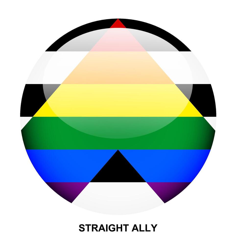 STRAIGHT ALLY flag button on white background vector