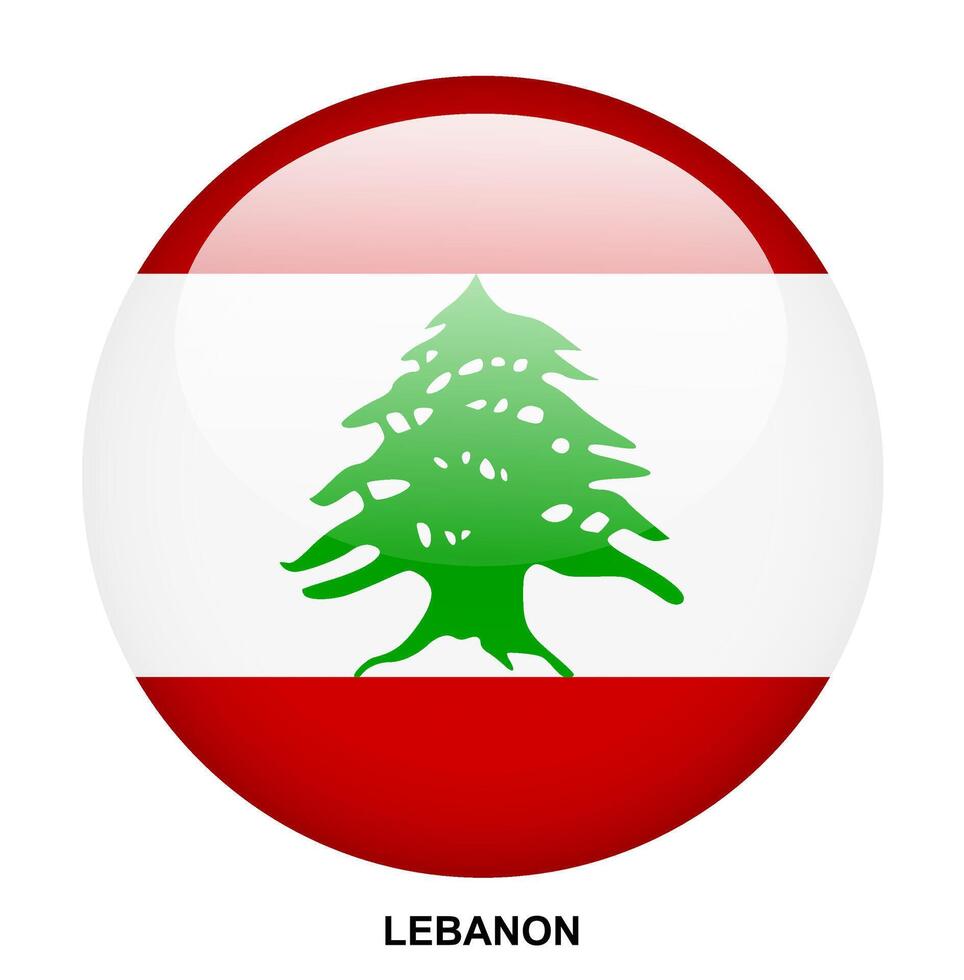 LEBANON flag button on white background vector