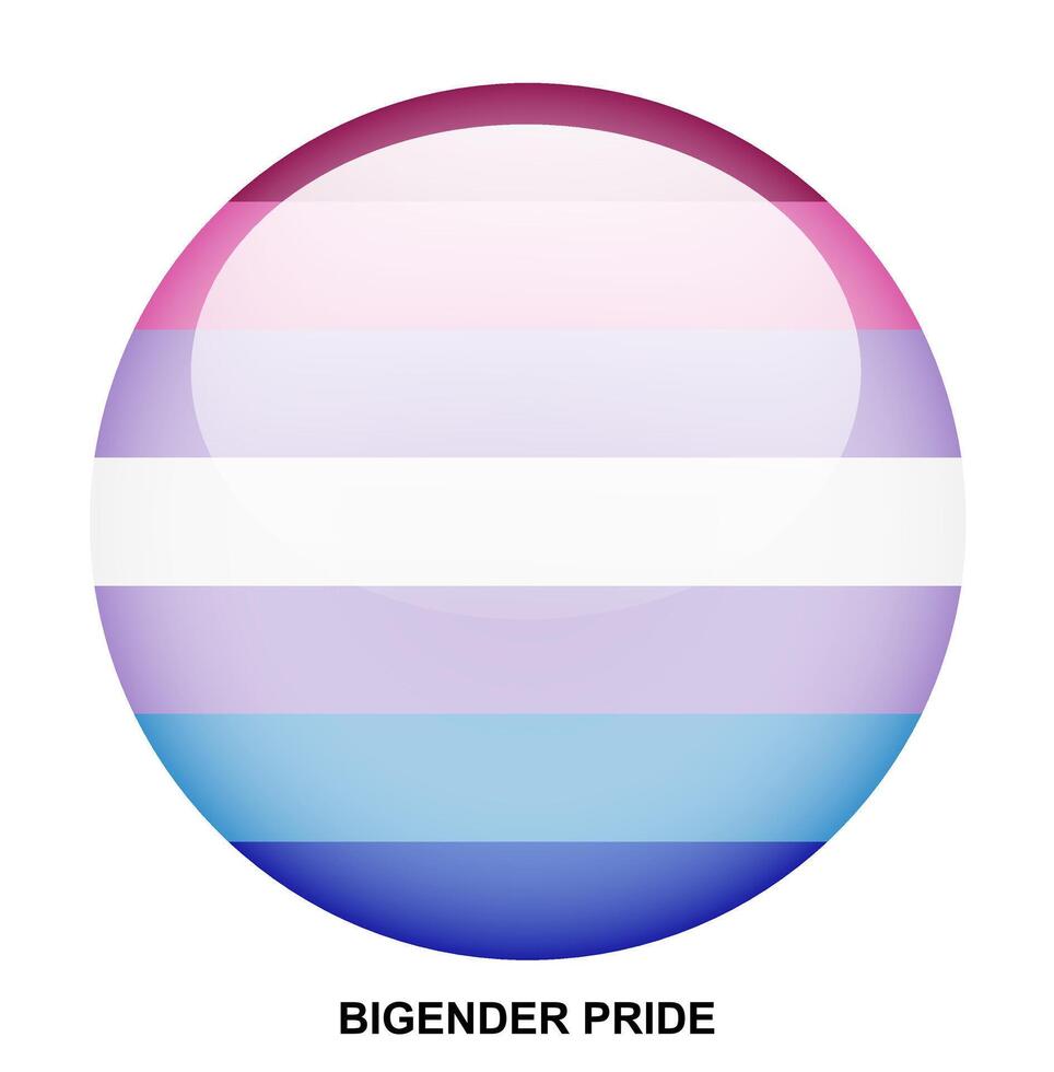 BIGENDER PRIDE flag button on white background vector