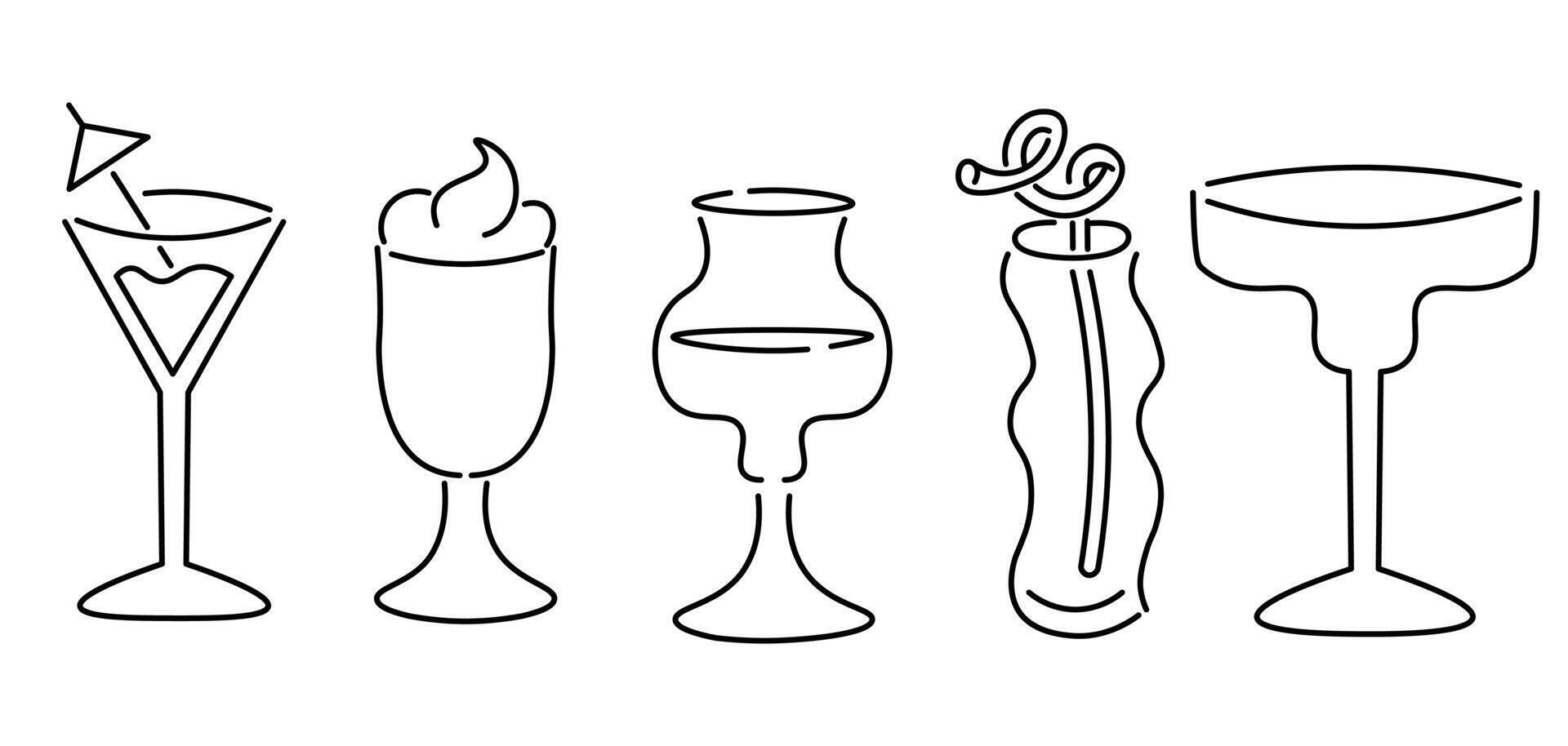 summer cocktail set vector