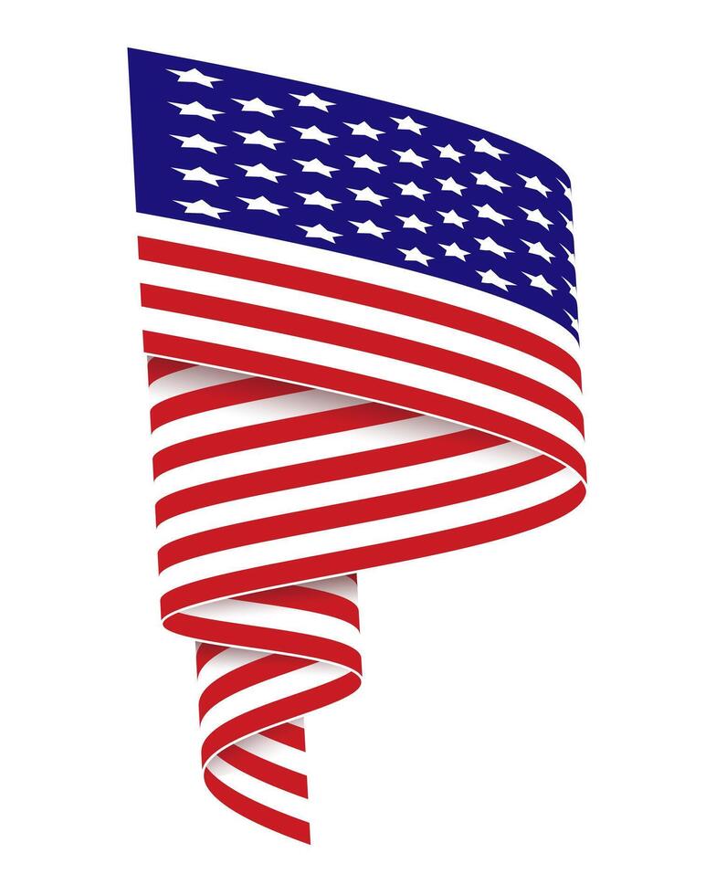 Waving American flag with stars and stripes. Symbol of patriotism and national pride. vector